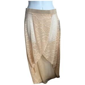 Double Platinum Dance nude sheer lace tulip skirt high low midi S/M NWT